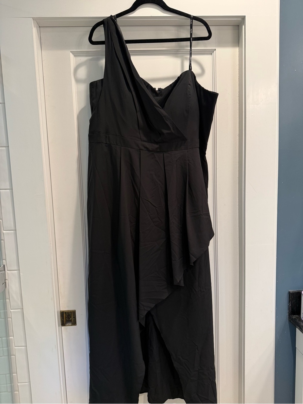 City Choc Allure Asymmetric One-Shoulder Black Dress